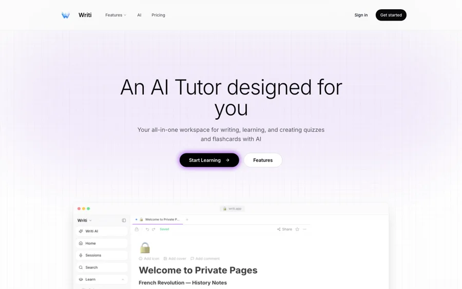 Writi AI — AI-powered Notion-style workspace